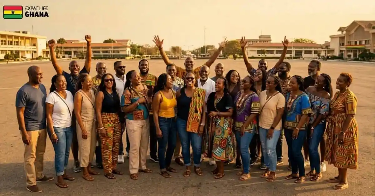 Happy group travel experience